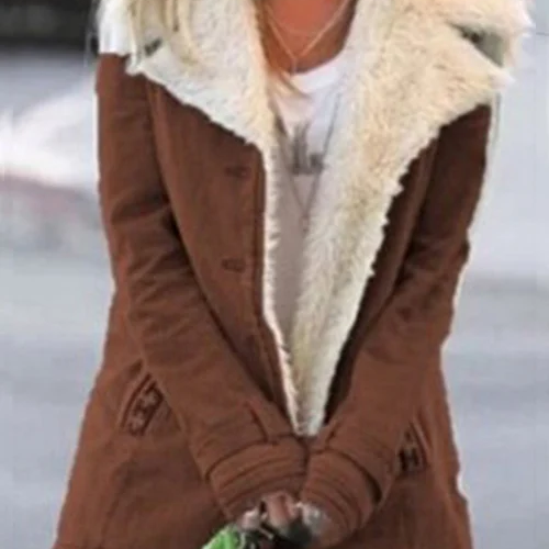 Dames Winterjas met Zachte Voering | Oversized Omgeslagen Kraag | Gezellige Winterjas