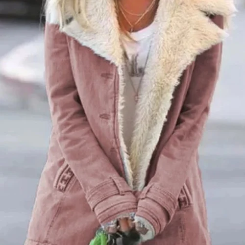 Dames Winterjas met Zachte Voering | Oversized Omgeslagen Kraag | Gezellige Winterjas