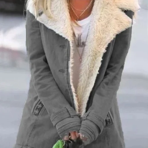 Dames Winterjas met Zachte Voering | Oversized Omgeslagen Kraag | Gezellige Winterjas
