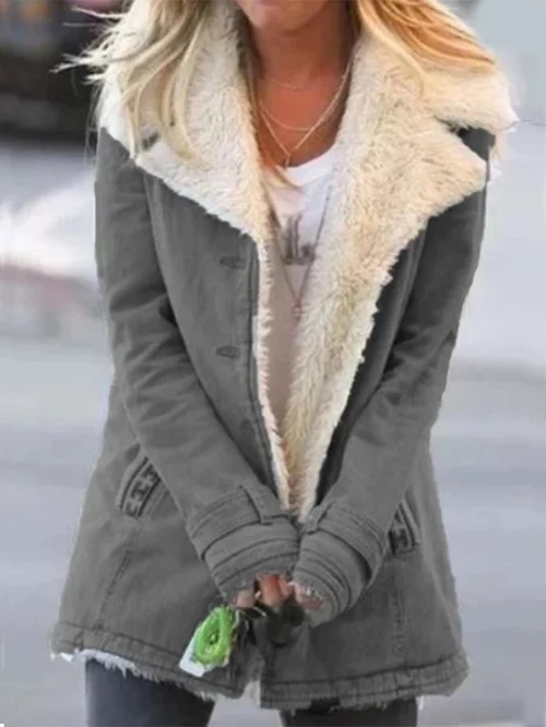 Dames Winterjas met Zachte Voering | Oversized Omgeslagen Kraag | Gezellige Winterjas