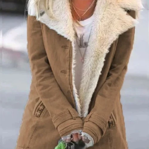 Dames Winterjas met Zachte Voering | Oversized Omgeslagen Kraag | Gezellige Winterjas