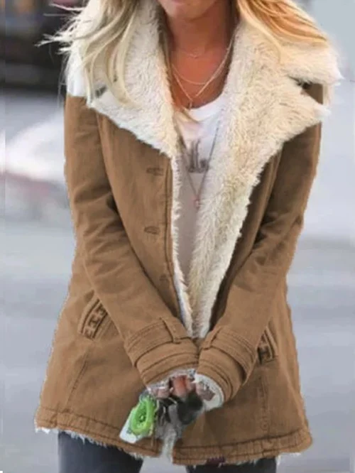 Dames Winterjas met Zachte Voering | Oversized Omgeslagen Kraag | Gezellige Winterjas