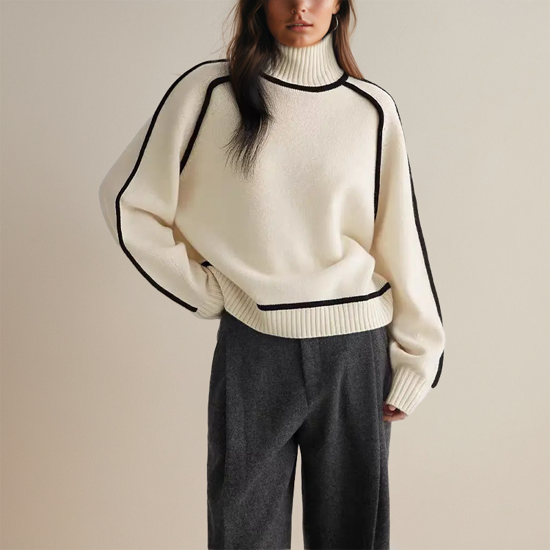 Dames Oversized Coltrui met Contrasterende Mouwafwerking