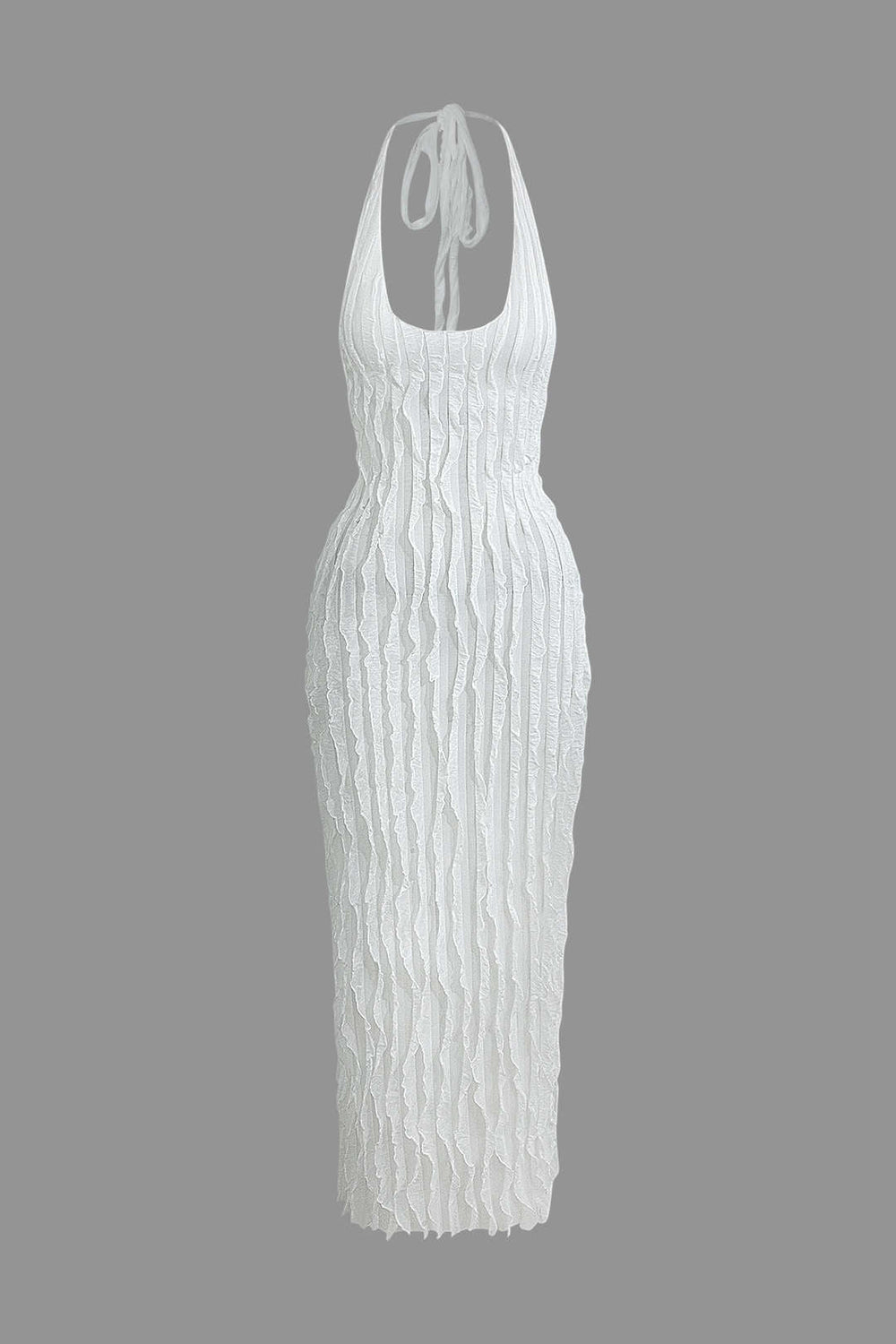Doorzichtig Rimpel Textuur Halter Rugloze Maxi Jurk