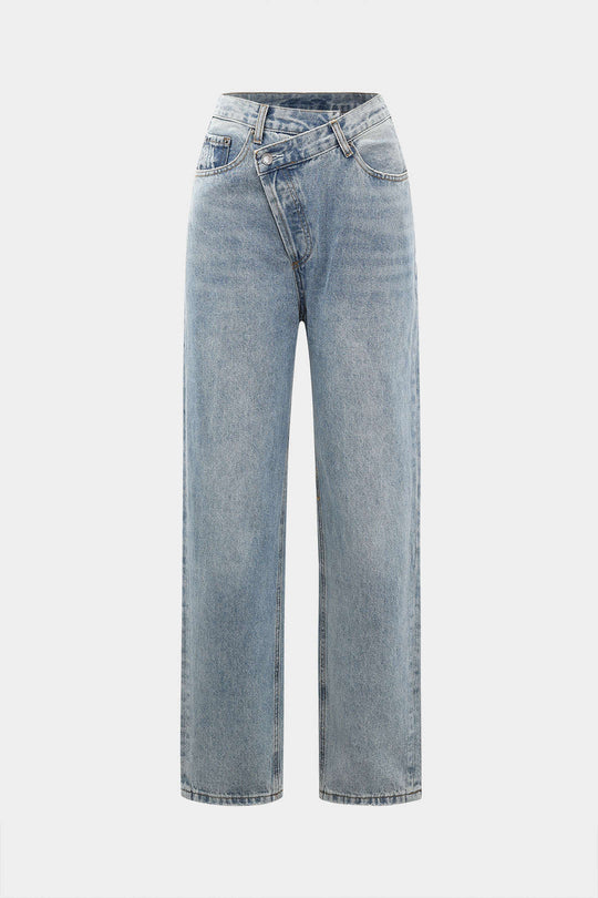 Asymmetrische Taille Rechte Jeans