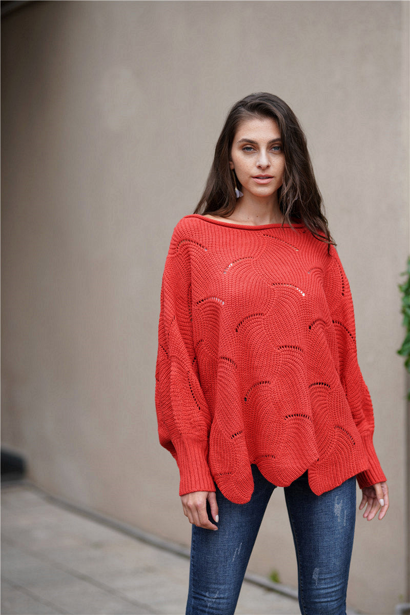 Openwork Bootneck Trui met Golvende Zoom | Elegant & Comfortabel
