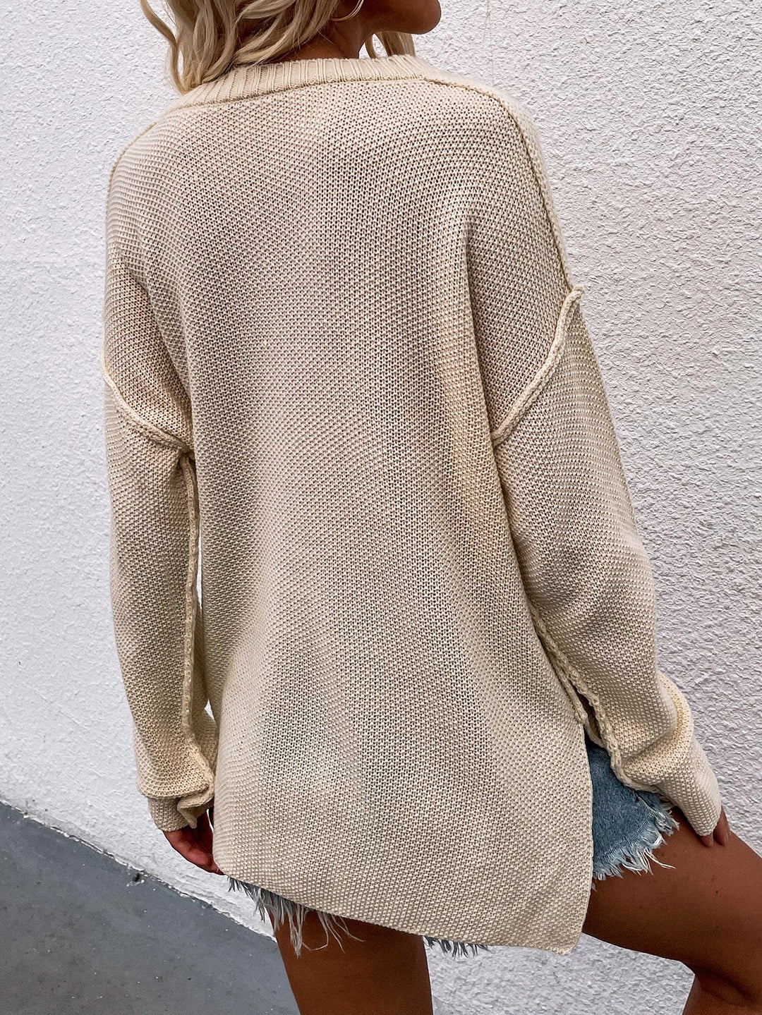 Geknoopte Exposed Seam High-Low Trui | Trendy & Comfortabel