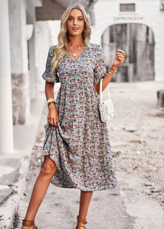 Elegante dames midi-jurk met bloemenpatroon