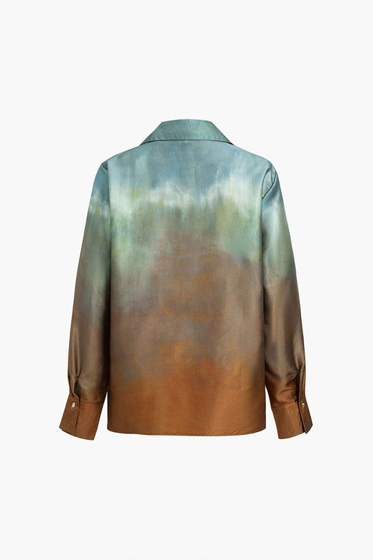 Tallulah - Moderne Gedrukte Satijnen Dames Langemouwen Shirt