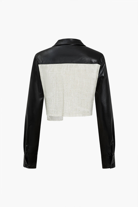 Cassie - Elegante Effen Patchwork Pocket Dames Langemouw Shirt