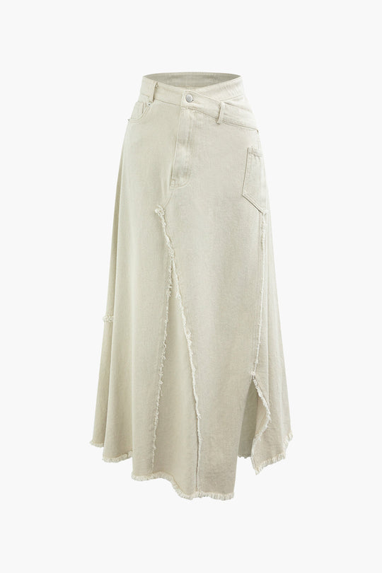 Asymmetrische Wrap Versleten Maxi Rok