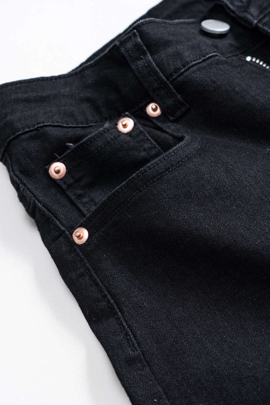 Kant Denim Patchwork Knop Pocket Wijde Pijpen Jeans