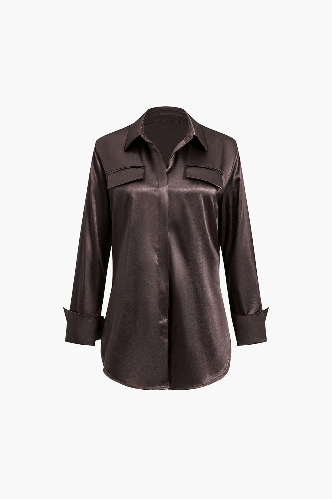 Niamh - Chic Satijn Textuur Dames Langemouw Shirt