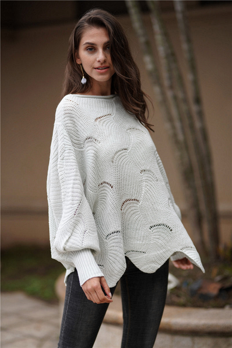 Openwork Bootneck Trui met Golvende Zoom | Elegant & Comfortabel