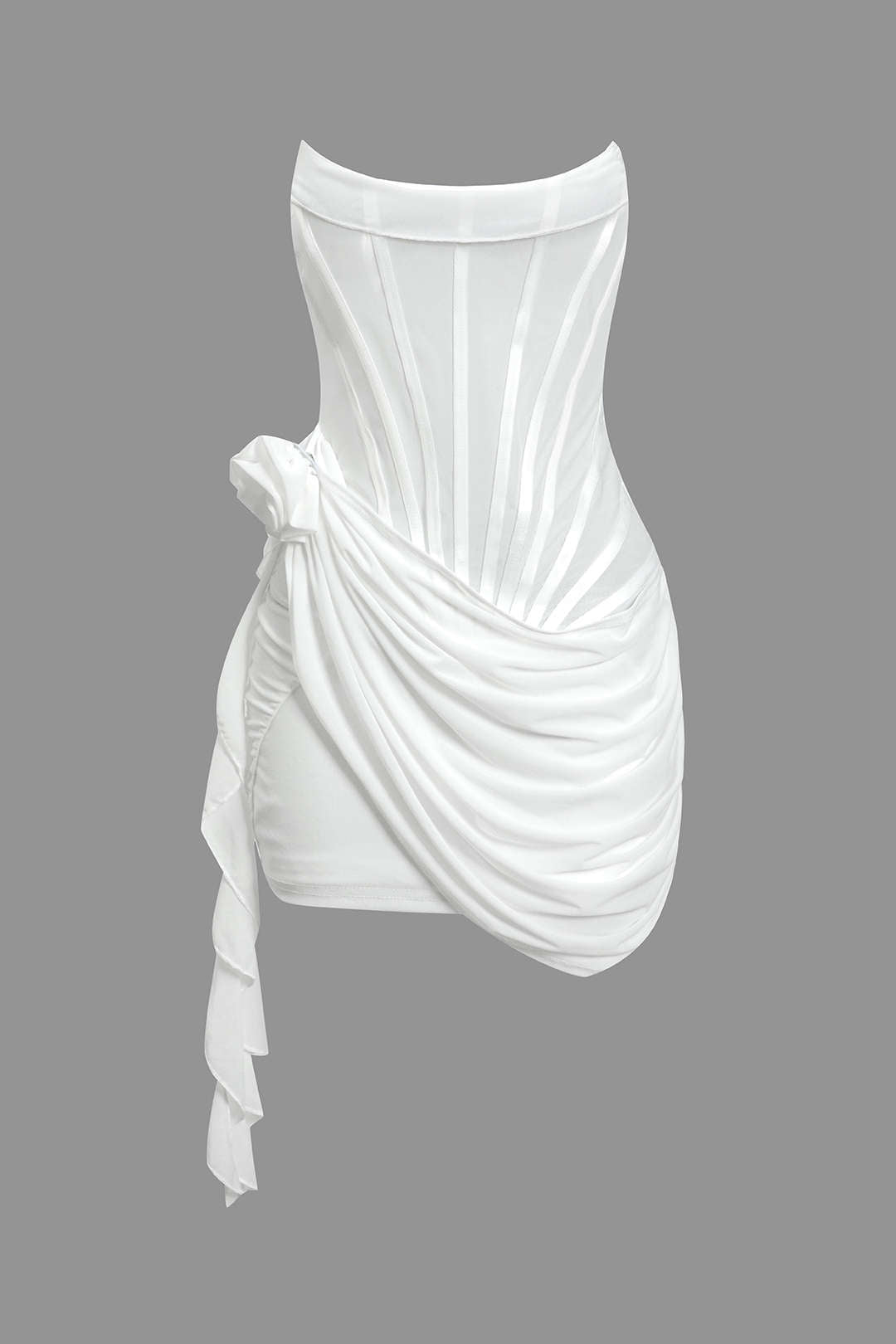 3D Bloemen Rimpel Corset Mini Jurk