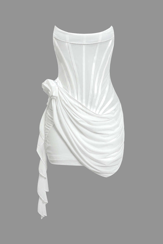 3D Bloemen Rimpel Corset Mini Jurk