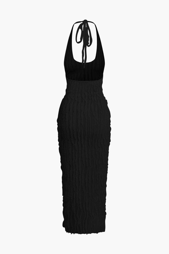 Doorzichtig Rimpel Textuur Halter Rugloze Maxi Jurk