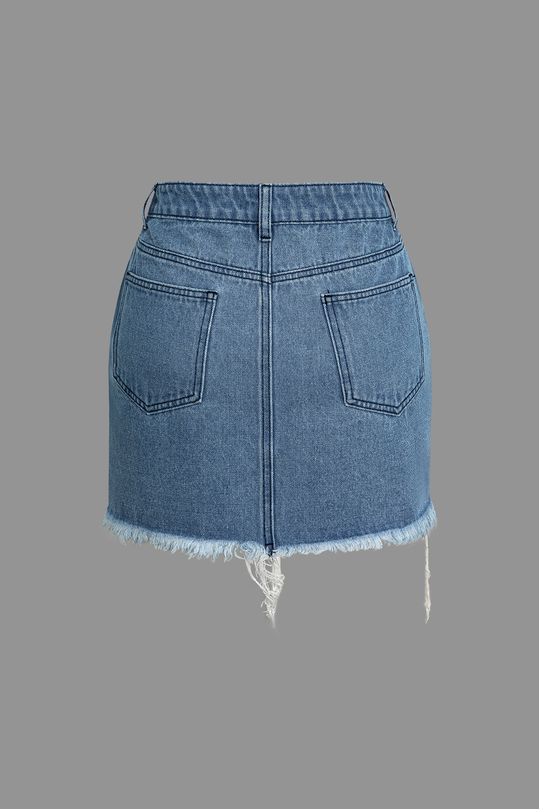 Brief Print Versleten Hem Denim Rok