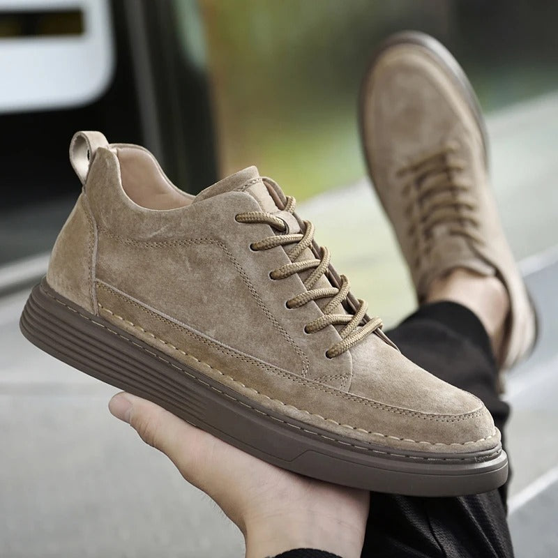Heren Casual Veterschoenen met Contrast Zool en Verhoogde Stiksels