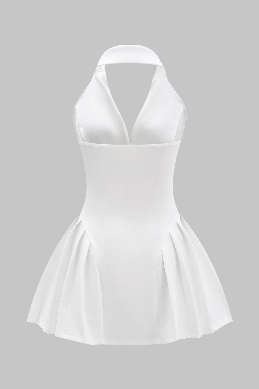 Halter Nek Knop Rimpel Mouwloze Mini Jurk