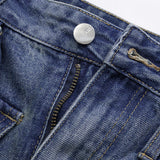 Denim Pocket Riem Asymmetrische Shorts