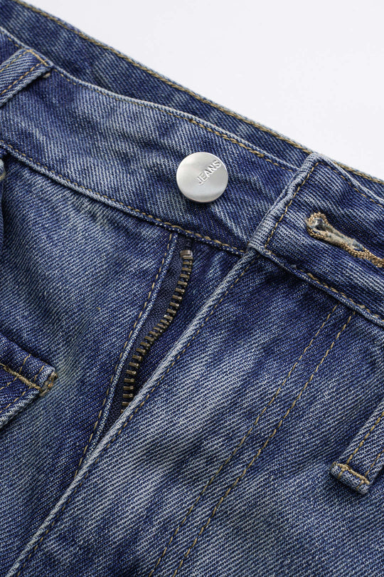 Denim Pocket Riem Asymmetrische Shorts