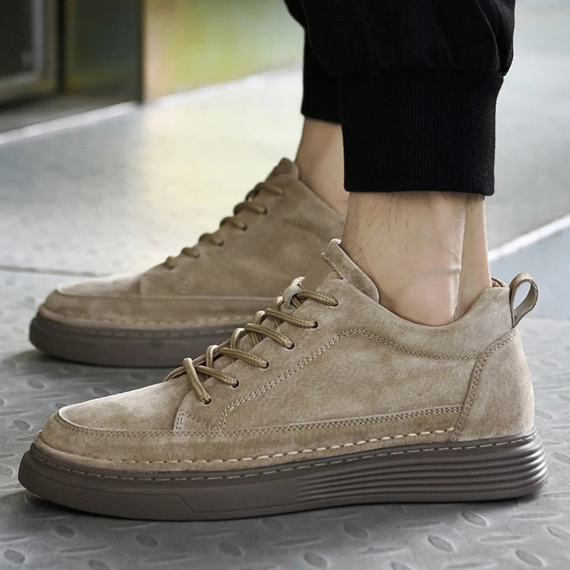 Heren Casual Veterschoenen met Contrast Zool en Verhoogde Stiksels