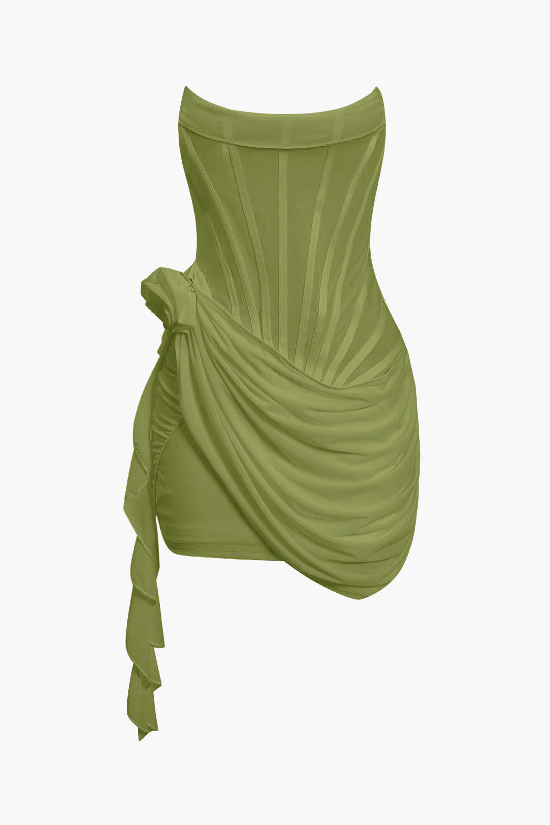3D Bloemen Rimpel Corset Mini Jurk