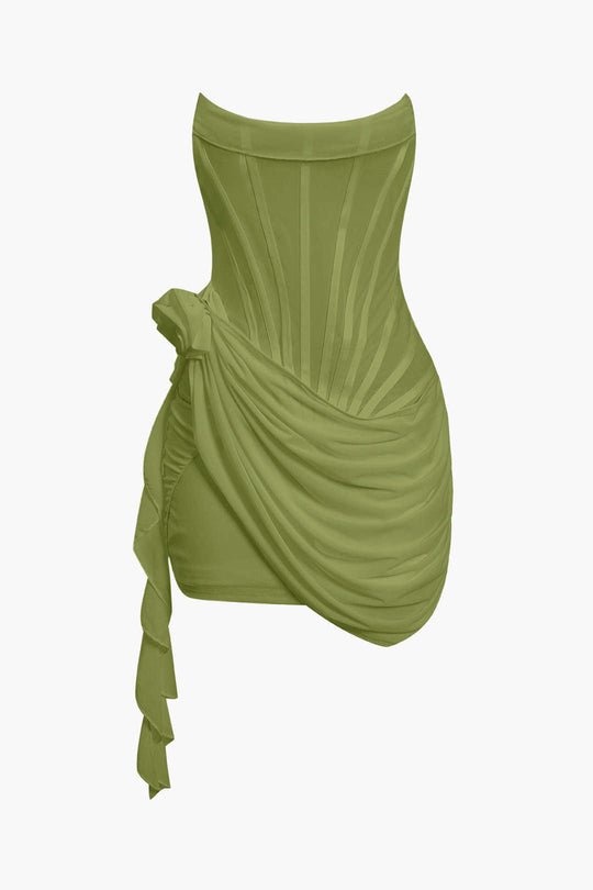 3D Bloemen Rimpel Corset Mini Jurk