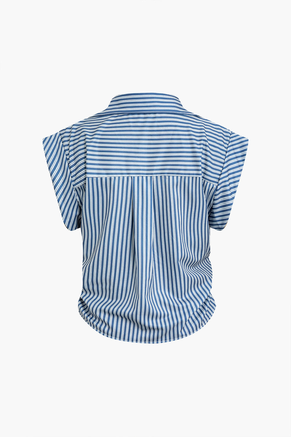 Tisiphone - Chic Gestreepte Print Dames Cap Sleeve Knop Shirt