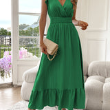 Dames Maxi Jurk met Ruffles en V-hals