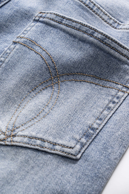 Gescheurde Cut Out Knop Pocket Wijde Pijpen Jeans
