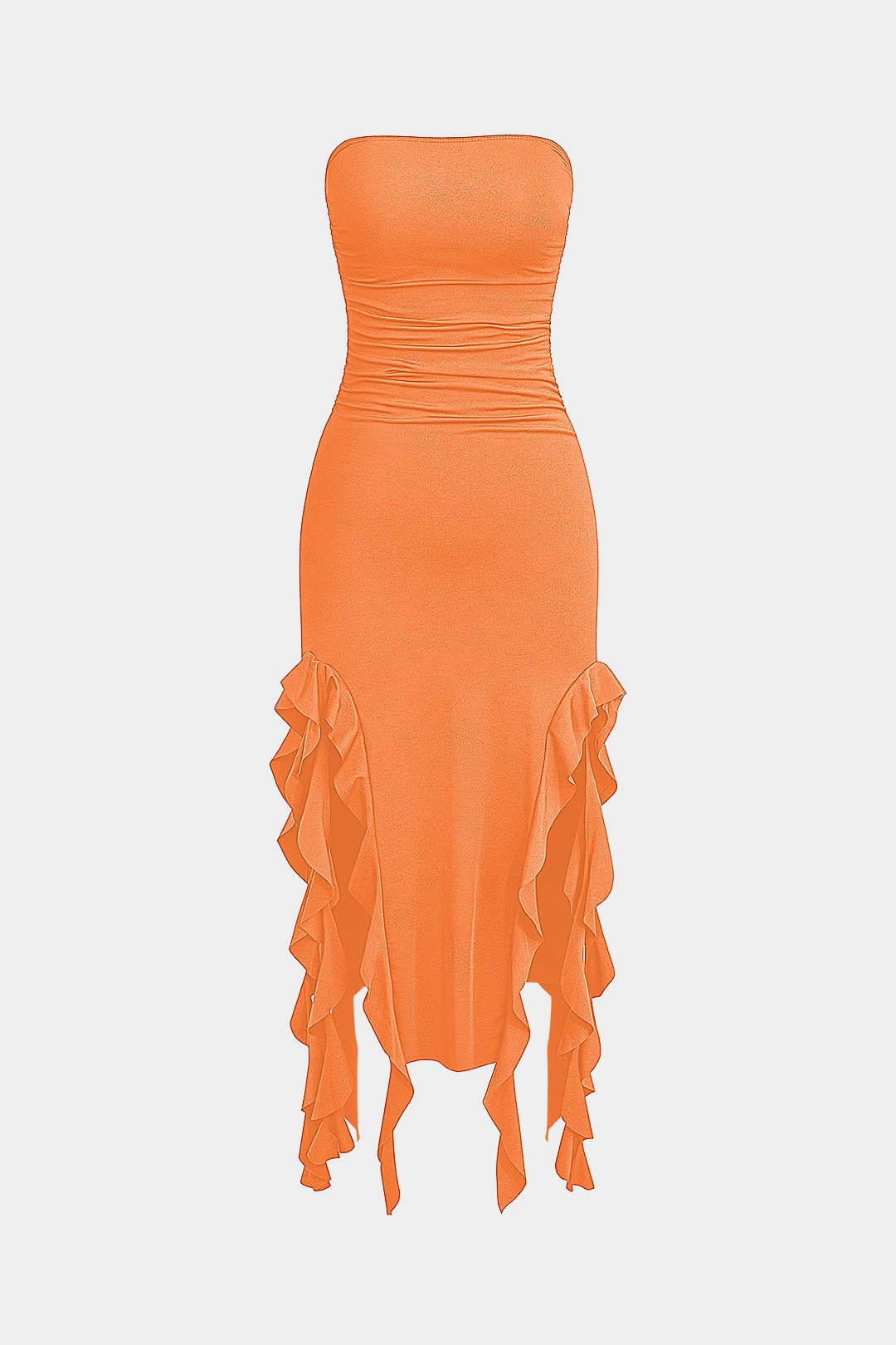 Effen Rimpelrand Rimpel Tube Maxi Jurk