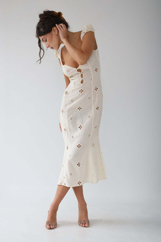 Isabella - Vintage Geborduurde Fishtail Midi-jurk