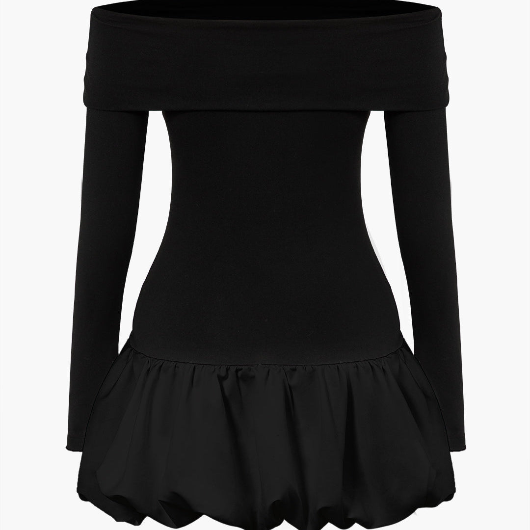 Off Shoulder Patchwork Mini Jurk