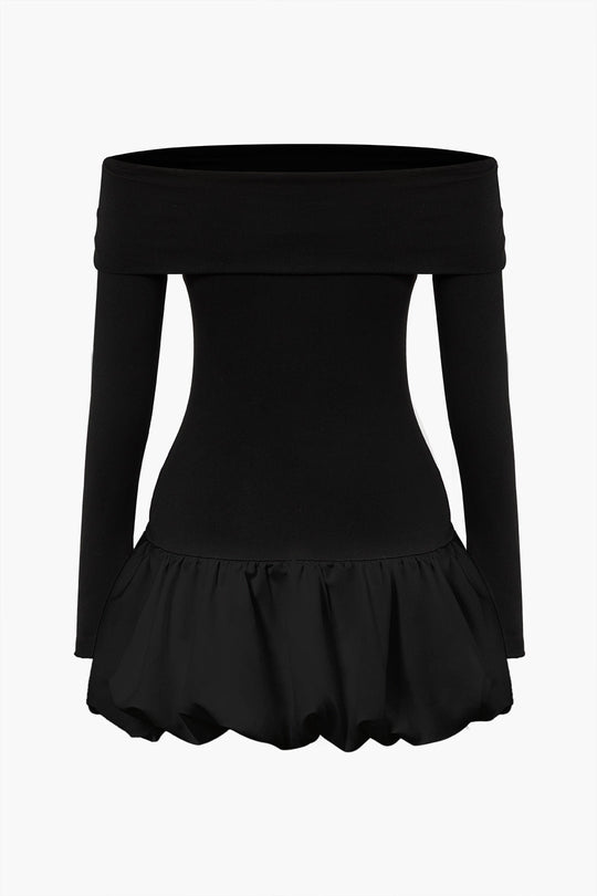 Off Shoulder Patchwork Mini Jurk