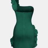 Ruffle One Shoulder Mini Jurk