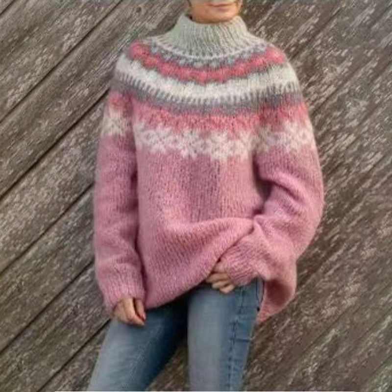 Dames Fair Isle Crewneck Trui met Gezellige Relaxed Fit