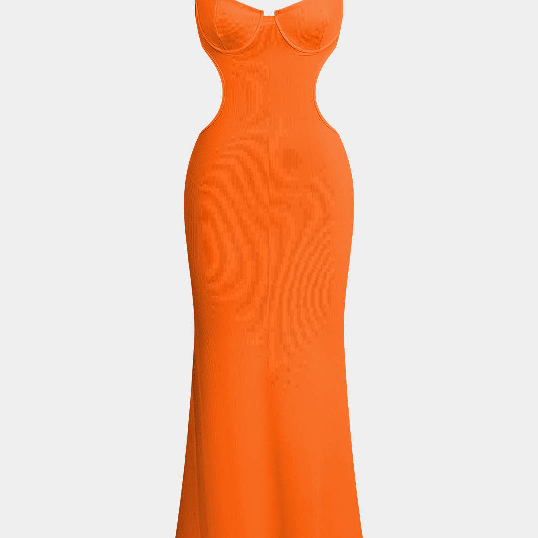 Uitsnede Rugloze Bustier Slip Maxi Jurk