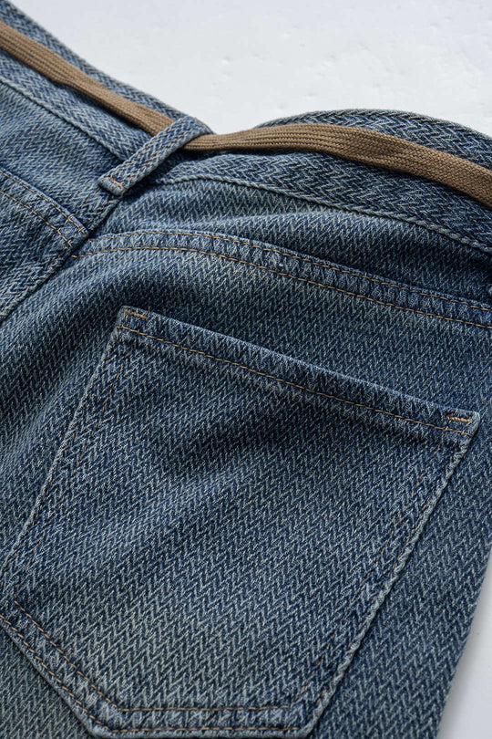 Denim Strik Wijde Pijpen Jeans
