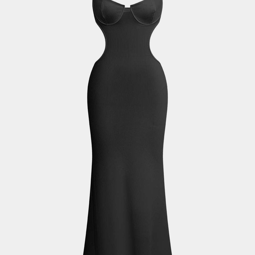 Uitsnede Rugloze Bustier Slip Maxi Jurk