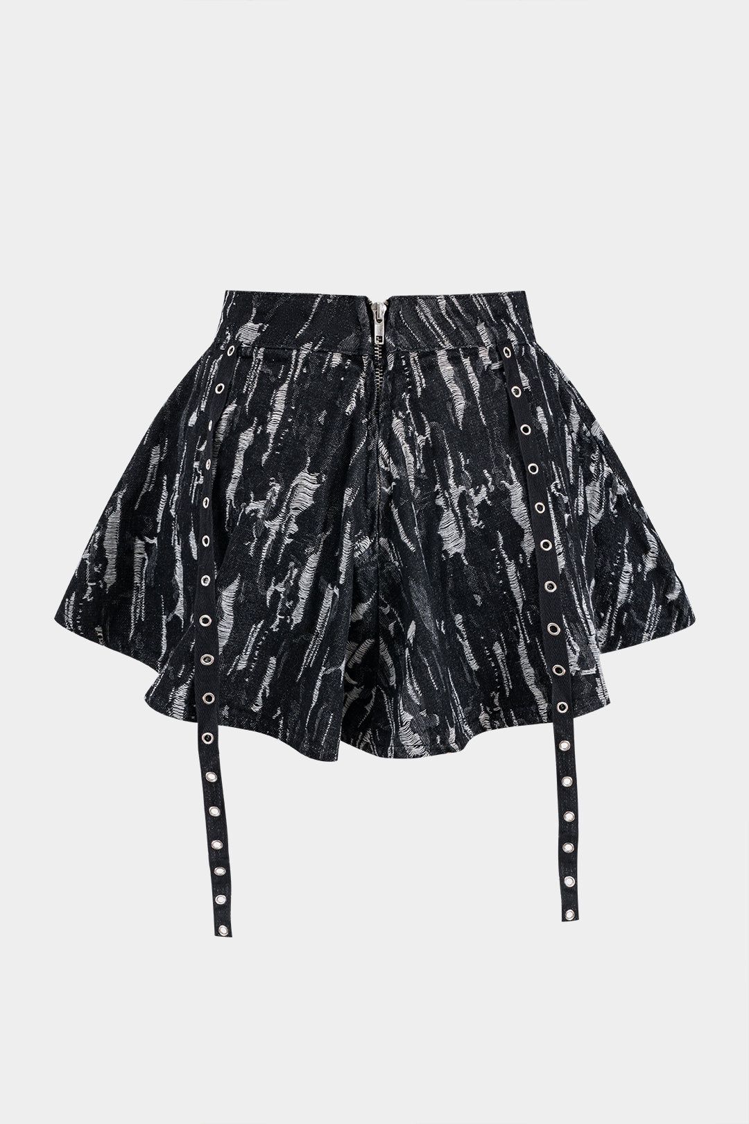 Jacquard Denim Metaal Riem Rits Rok
