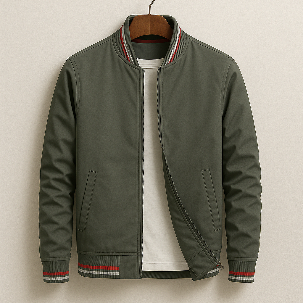 Heren Zip-Up Lichtgewicht Bomberjack | Geribbelde Afwerking | Casual & Stijlvol