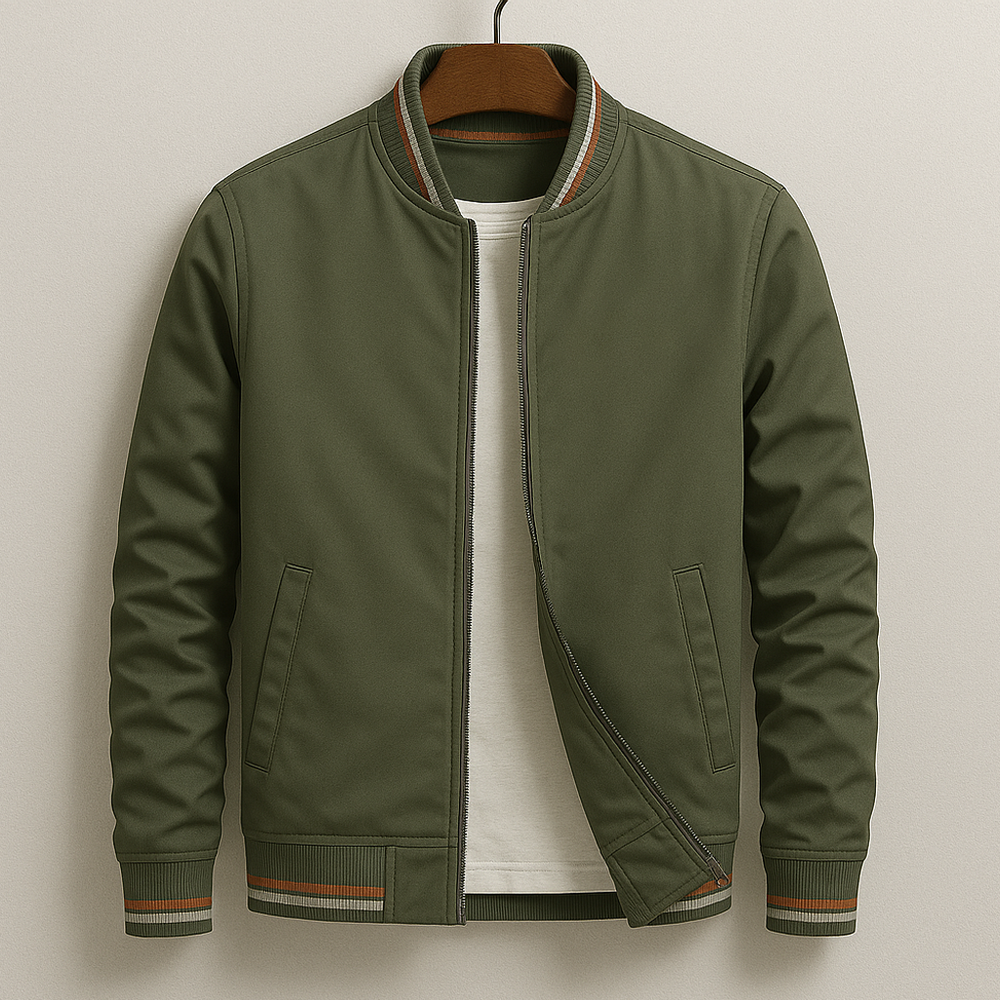 Heren Zip-Up Lichtgewicht Bomberjack | Geribbelde Afwerking | Casual & Stijlvol