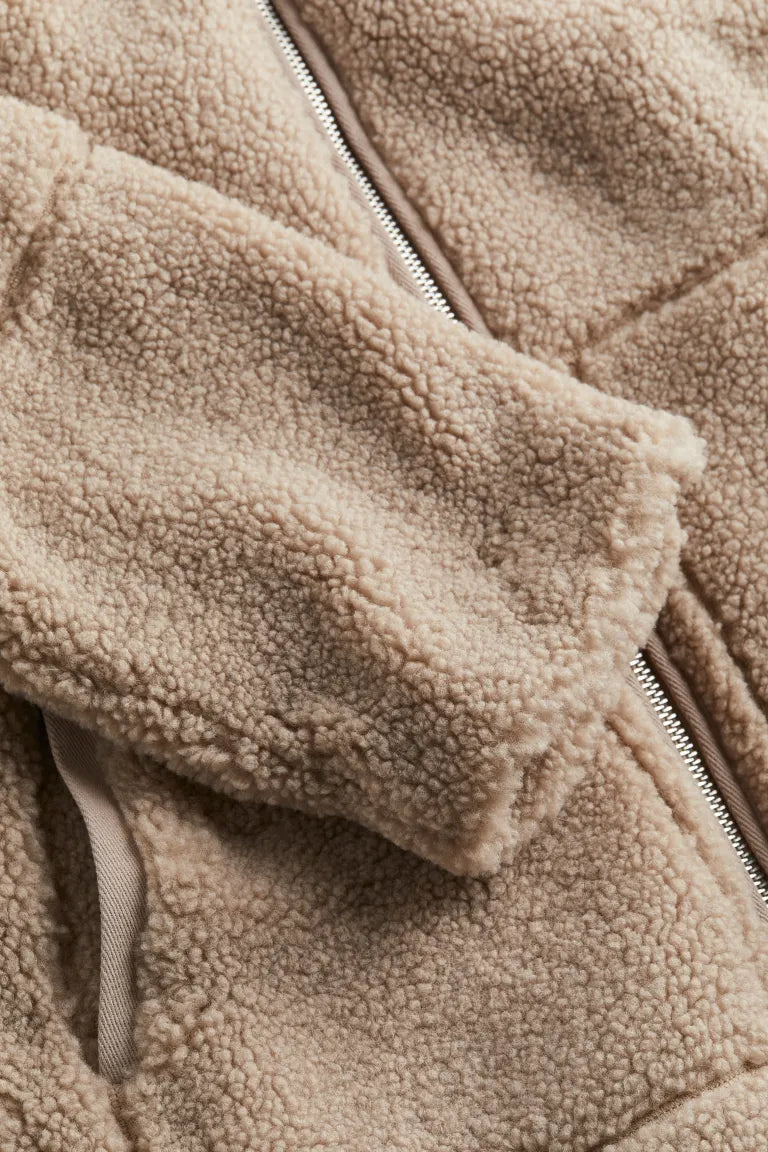 Dames Oversized Fleece Jas met Rits en Hoge Kraag | Comfortabele Pluche Winterjas