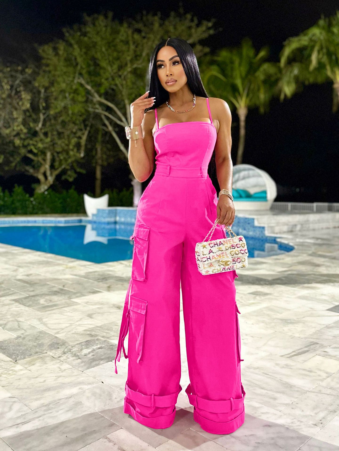 Cargo Jumpsuit Dames – Trendy Utility Jumpsuit met Wijde Pijpen in 5 Kleuren