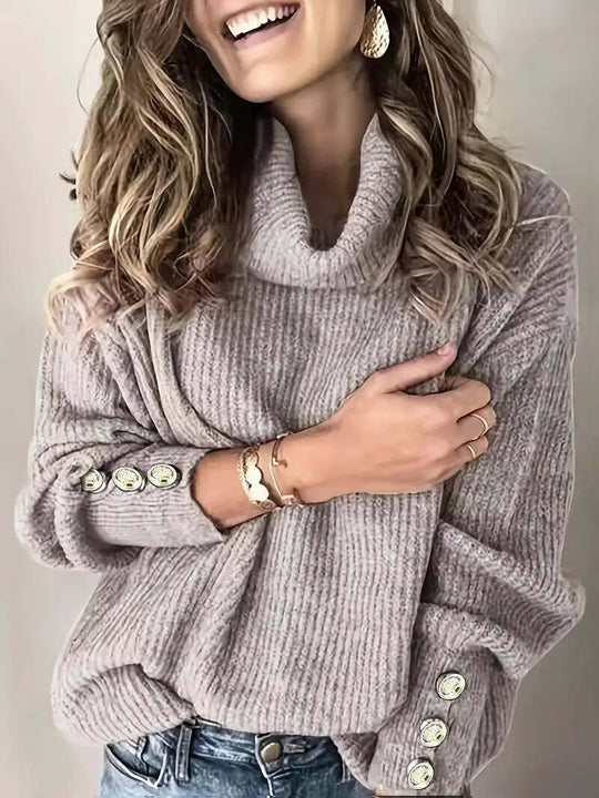 Dames Coltrui met Knopmouwdetails en Relaxed Fit