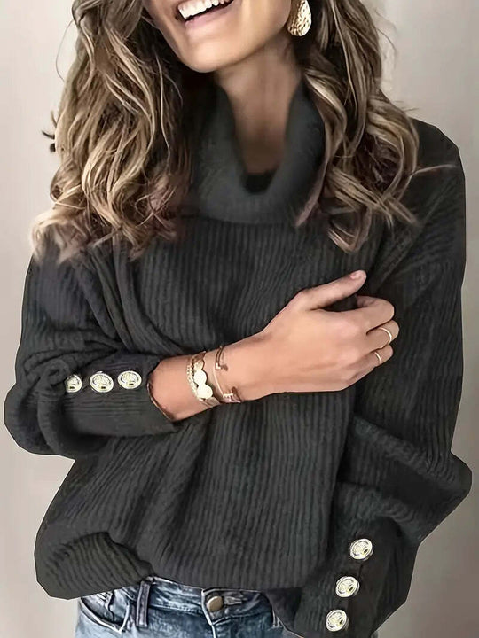 Dames Coltrui met Knopmouwdetails en Relaxed Fit