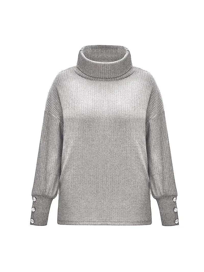 Dames Coltrui met Knopmouwdetails en Relaxed Fit