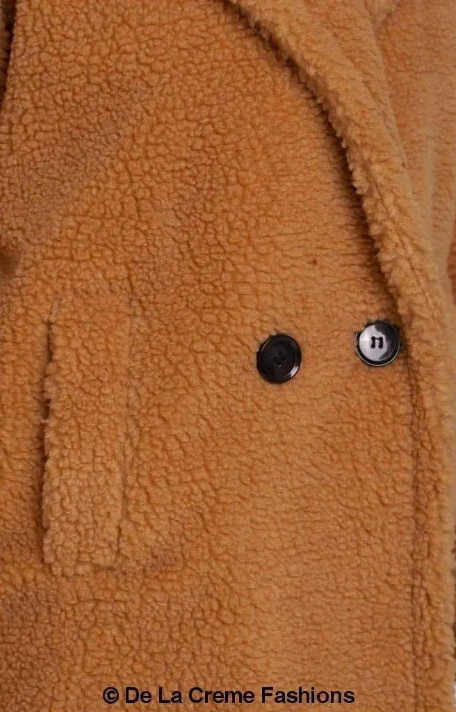 Jackie Dubbelzijdige Borg Teddy Midi Jas | Oversized Pasvorm met Dubbelzijdige Knoopsluiting | Volledig Gevoerd